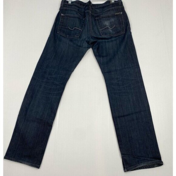 7 For All Mankind Men's Blue Jeans Size 33 Blue Rhigby Stretch.Buttons USA - Picture 10 of 12